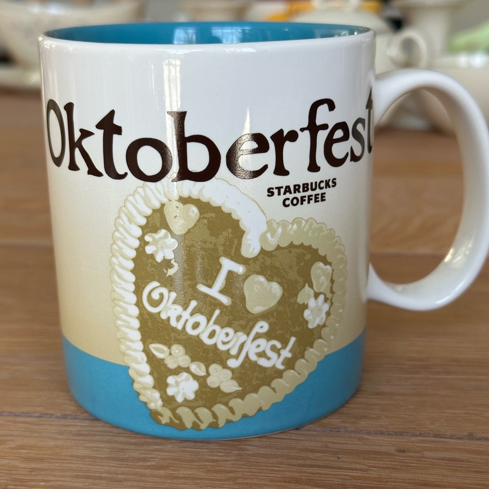 Starbucks München Oktoberfest Mug with Blue and Cream Design